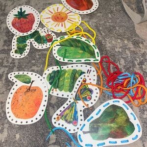Colorful Eric Carle Lacing Cards Set